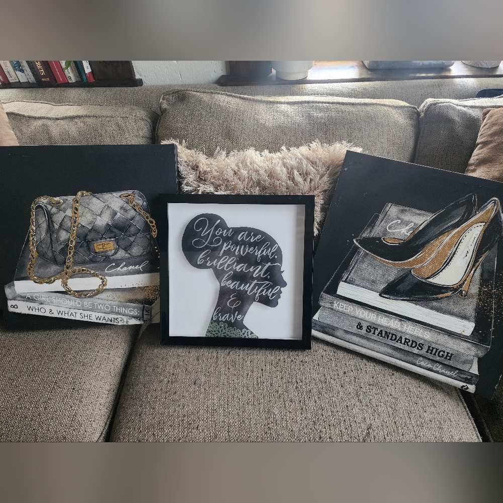 Chic Canvas And Framed Wall Art - 3 Pieces